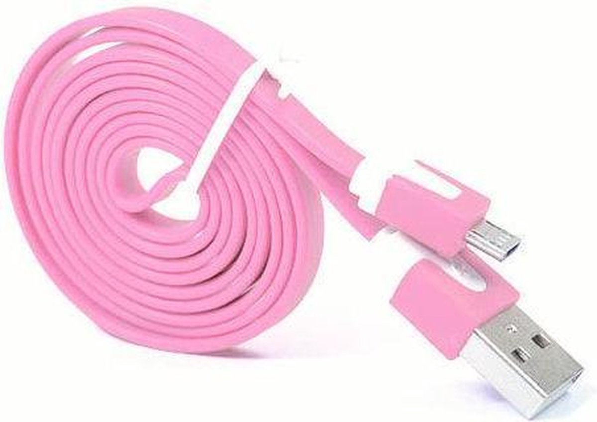 Micro USB Kabel Datacable 1 meter Universeel Pink Roze