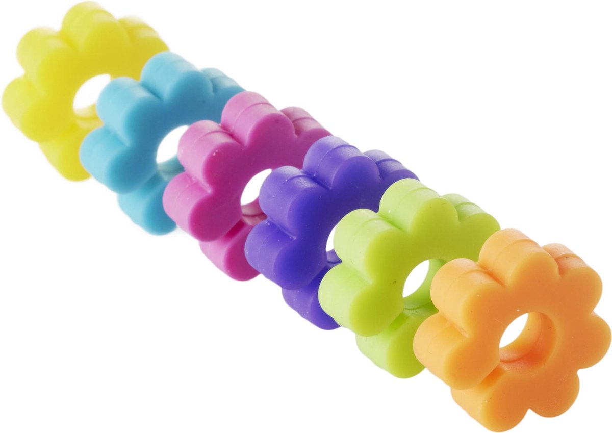 Dotz - set van 6 gekleurde glasmarkers - Bloemetjes