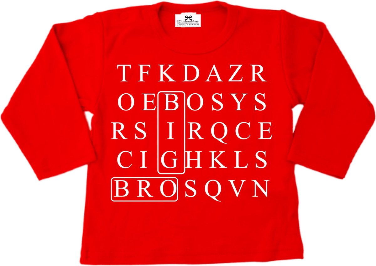 T-shirt grote broer-orginele bekendmaking zwangerschap-puzzel big bro-rood-Maat 104
