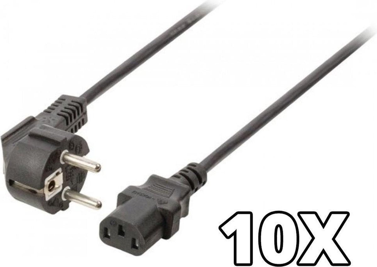 Stroomkabel - 10x Stroomkabel Schuko - IEC C13 - 1.80m - Zwart