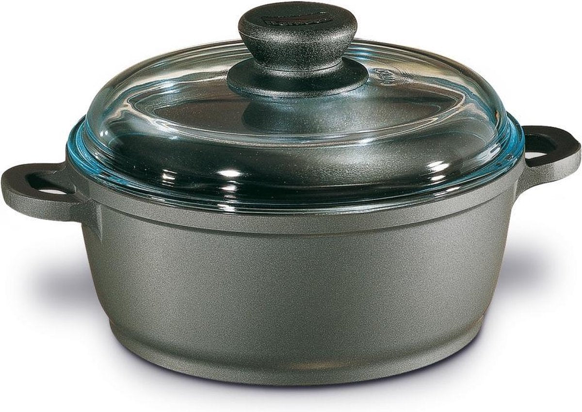 Berndes Kookpan - Bonanza - Essenhouten Steel - Incl Glazen Deksel - 20 cm - Grijs