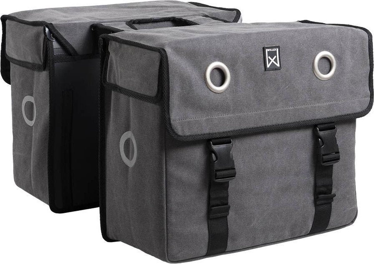Willex canvas Dubbele Fietstas - 52 liter - Grijs