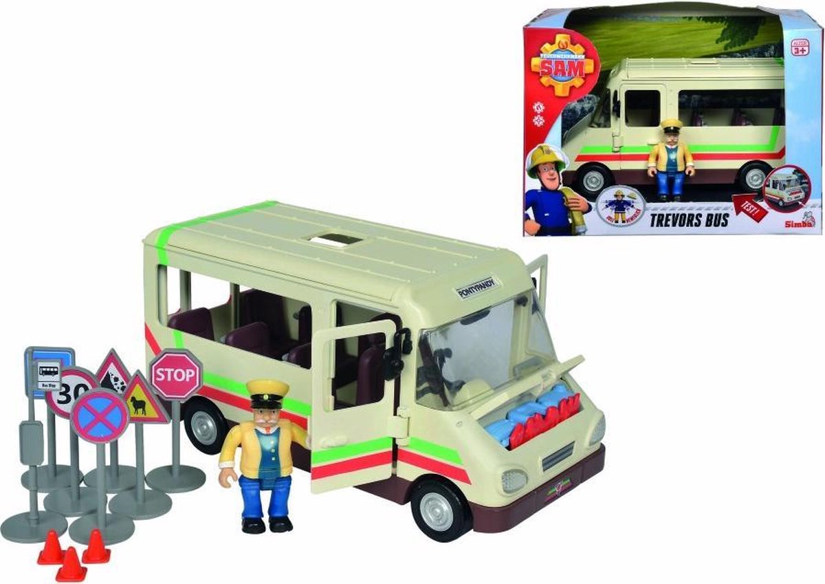 Simba Brandweerman Sam Trevors Bus met Figuur + Licht