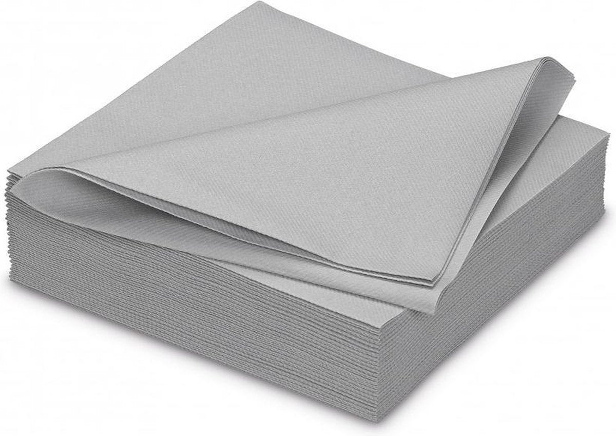 GALA Servetten - Aluminium - 40x40cm - 25 Stuks - Zwart/Grijs
