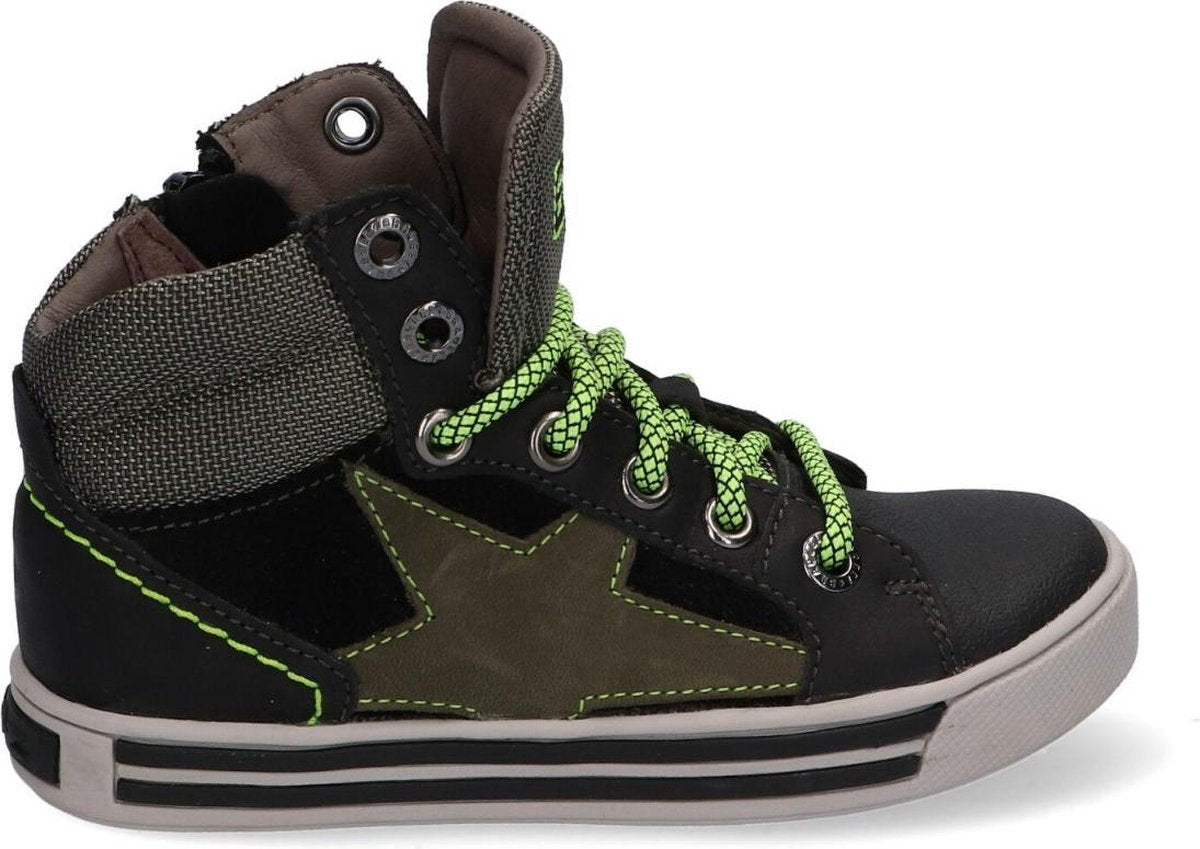 Braqeez Dylan Day Hoge sneakers - Leren Sneaker - Jongens - Zwart - Maat 30