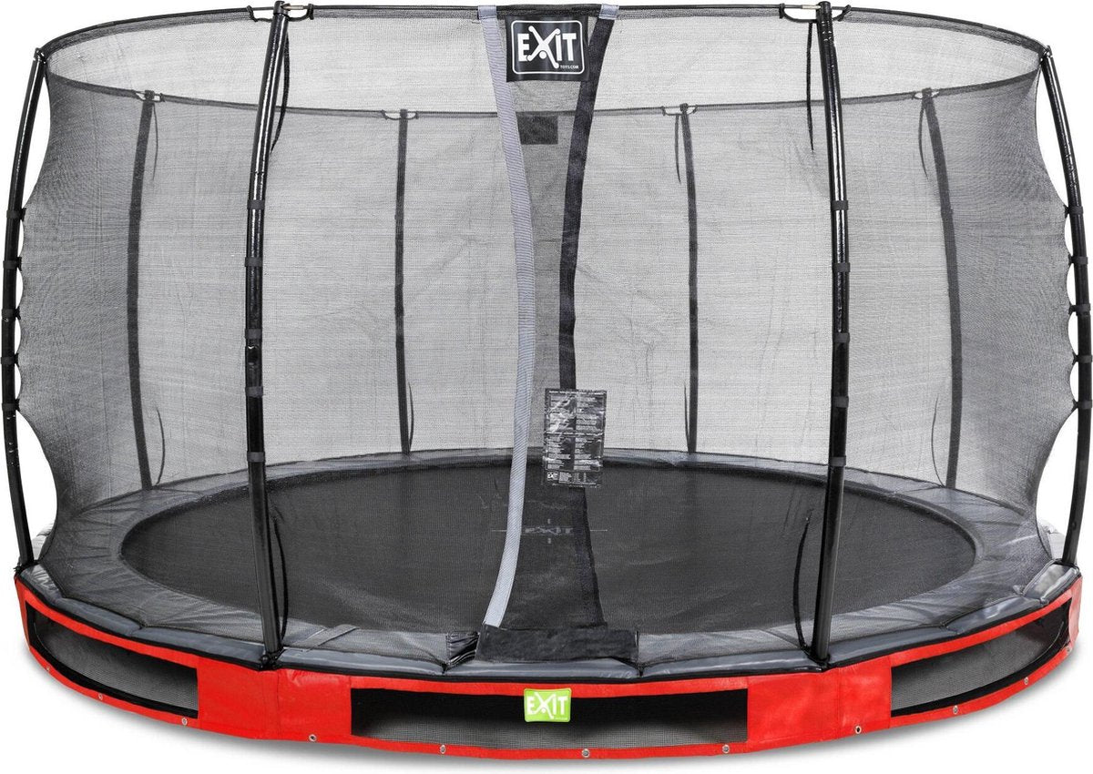 Inground trampoline EXIT Elegant - ø366cm met Economy veiligheidsnet - rood