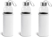 15x Glazen waterflessen/drinkflessen met witte soft shell hoes 520 ml - Sportfles - Bidon
