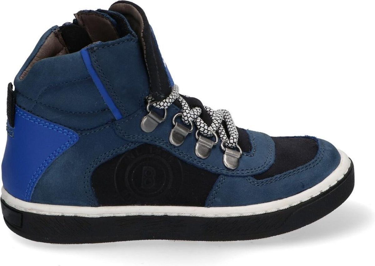Braqeez 420830-528 Jongens Hoge Sneakers - Blauw - Leer - Veters