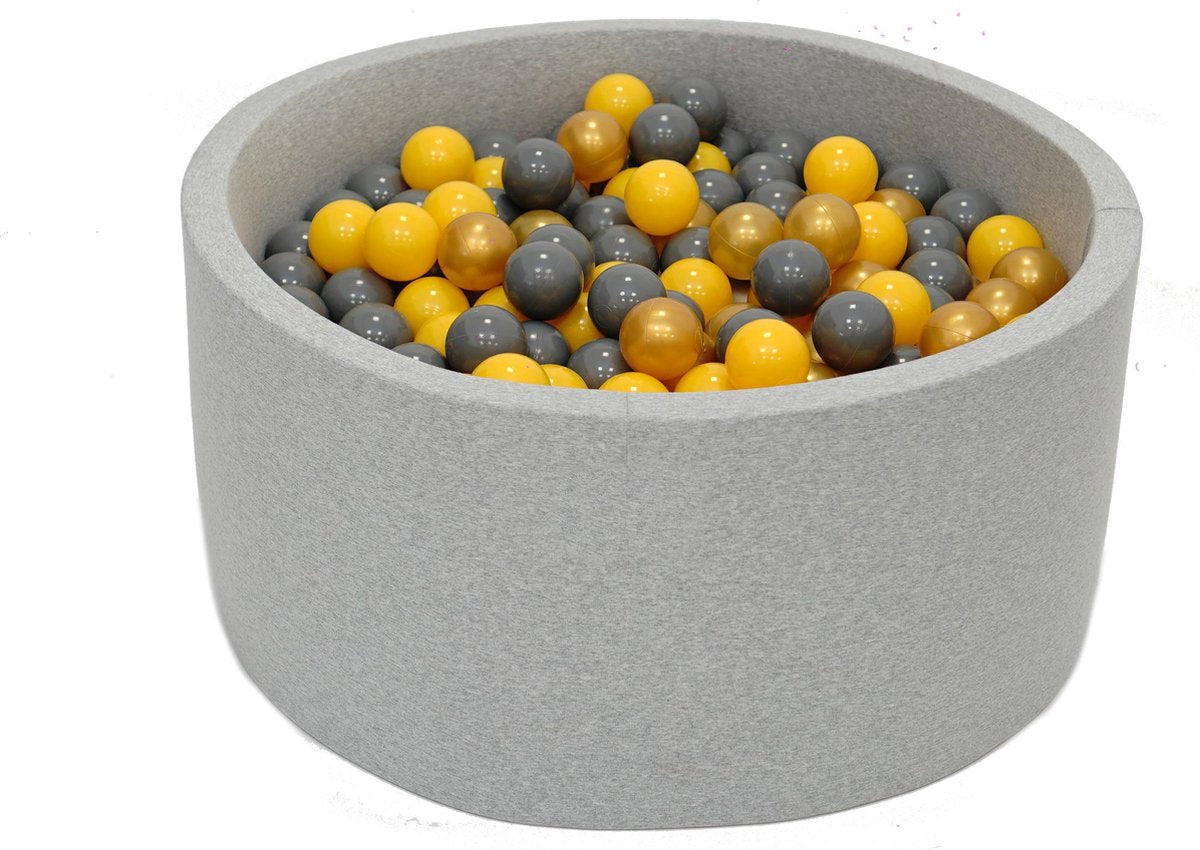 Ballenbak Grijs 90x40 met 250 ballen Geel