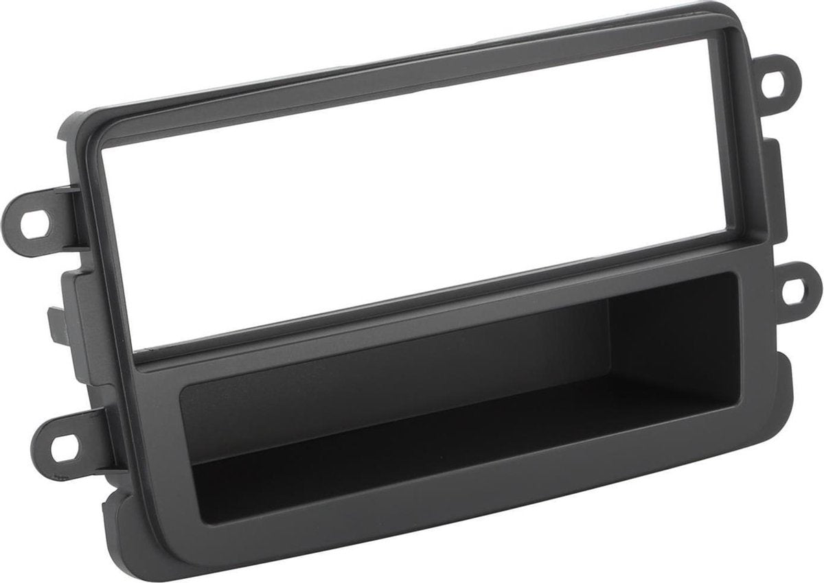 1-DIN Paneel met aflegbakje. Dacia Dokker/ Duster/ Lodgy 2012-2019 Kleur: Donkergrijs