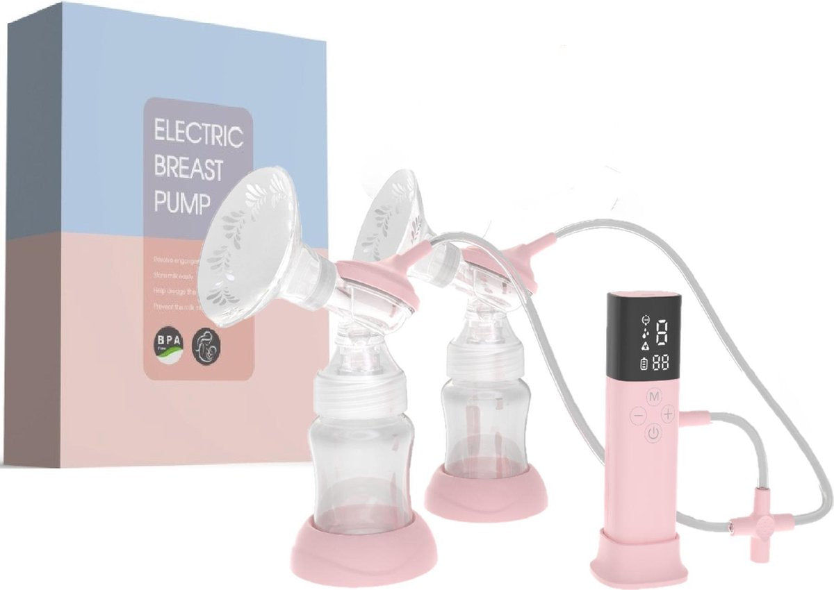 Dubbele Elektrische Borstkolf Roze - Kolfapparaat - Kolfapparaten - Kolfset - 150 ml - Inclusief 2 x speen en 20 moedermelk bewaarzakjes