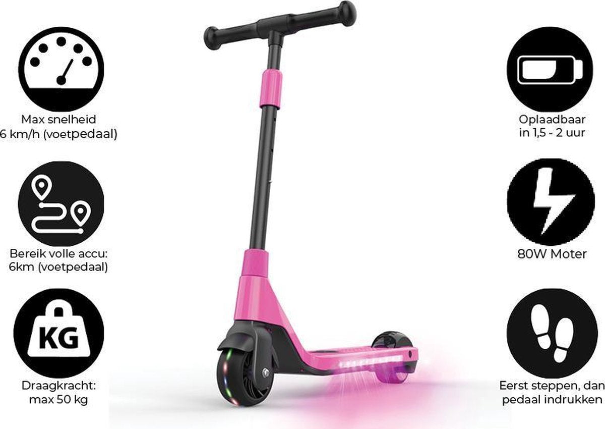 Denver SCK-5400PINK / Elektrische step / 4.5" wielen / Max snelheid 6 km / Met coole LED verlichting / Roze