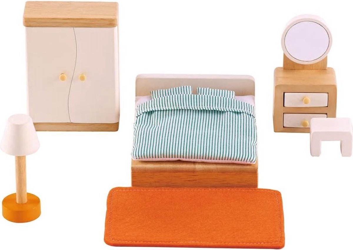 Hape Poppenhuis slaapkamer