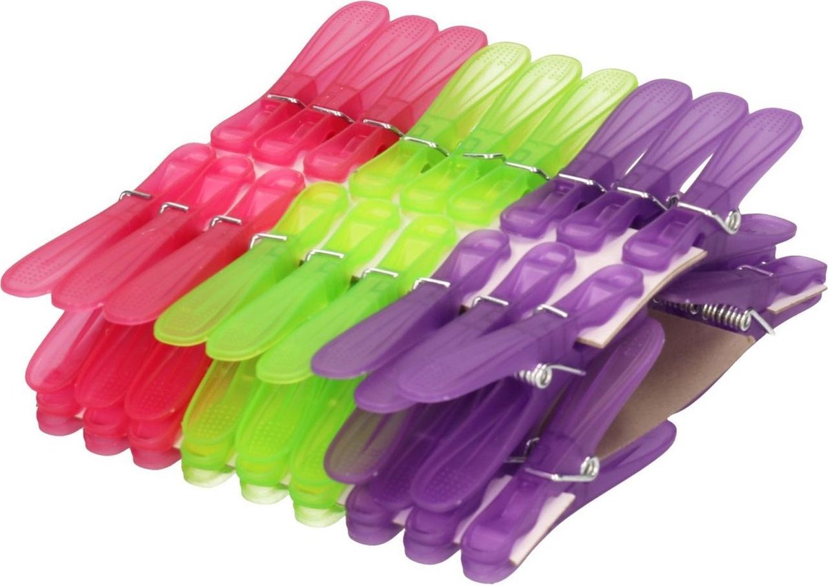 36x Gekleurde wasgoedknijpers - Plastic Sorbo wasgoedknijpers - Knijpers/wasspelden voor wasgoed
