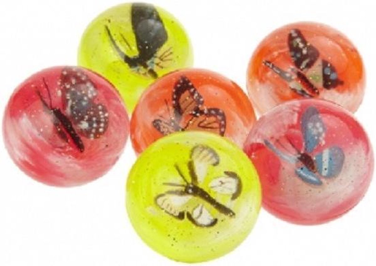 8x stuks stuiterballen met vlinders 4