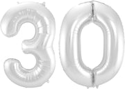 Ballon Cijfer 30 Jaar Zilver 70Cm Verjaardag Feestversiering Met Rietje