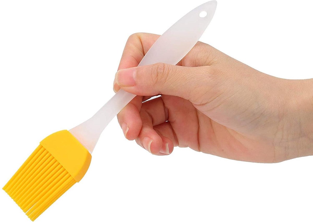 Doodadeals® | Siliconen Bakborstel | Invetkwast | Bakkwast | Bakkwastje Siliconen | Marinade Kwast | BBQ Kwast | Geel