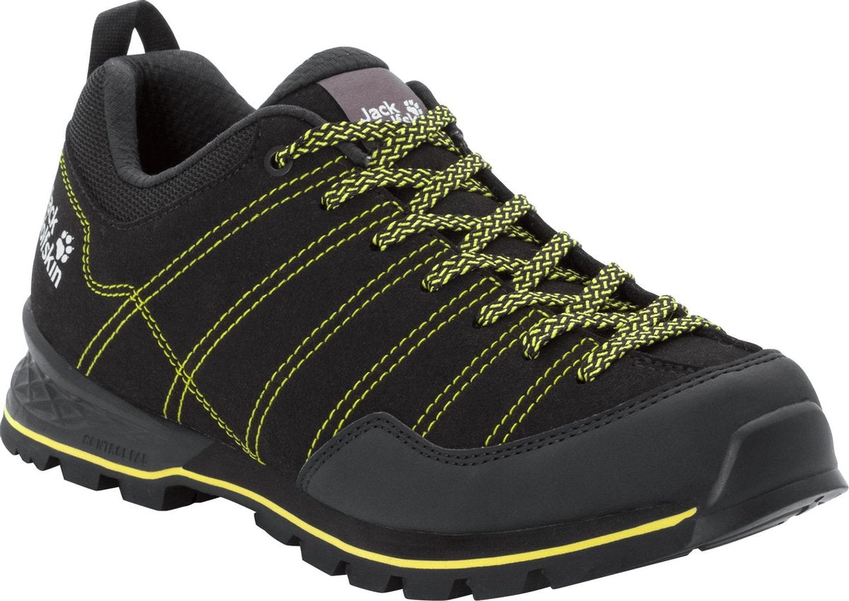 Wandelschoen - Heren - Outdoor Trekking Schoen - Jack Wolfskin - Scrambler Low M - Zwart-Lime - Maat EU 41