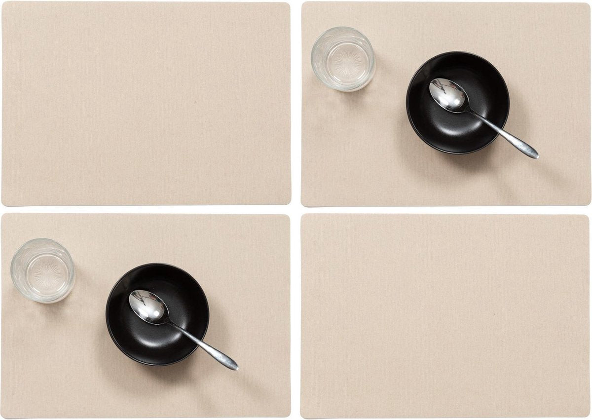 Set van 10x stuks stevige luxe Tafel placemats Plain camel 30 x 43 cm - Met anti slip laag en Teflon coating toplaag