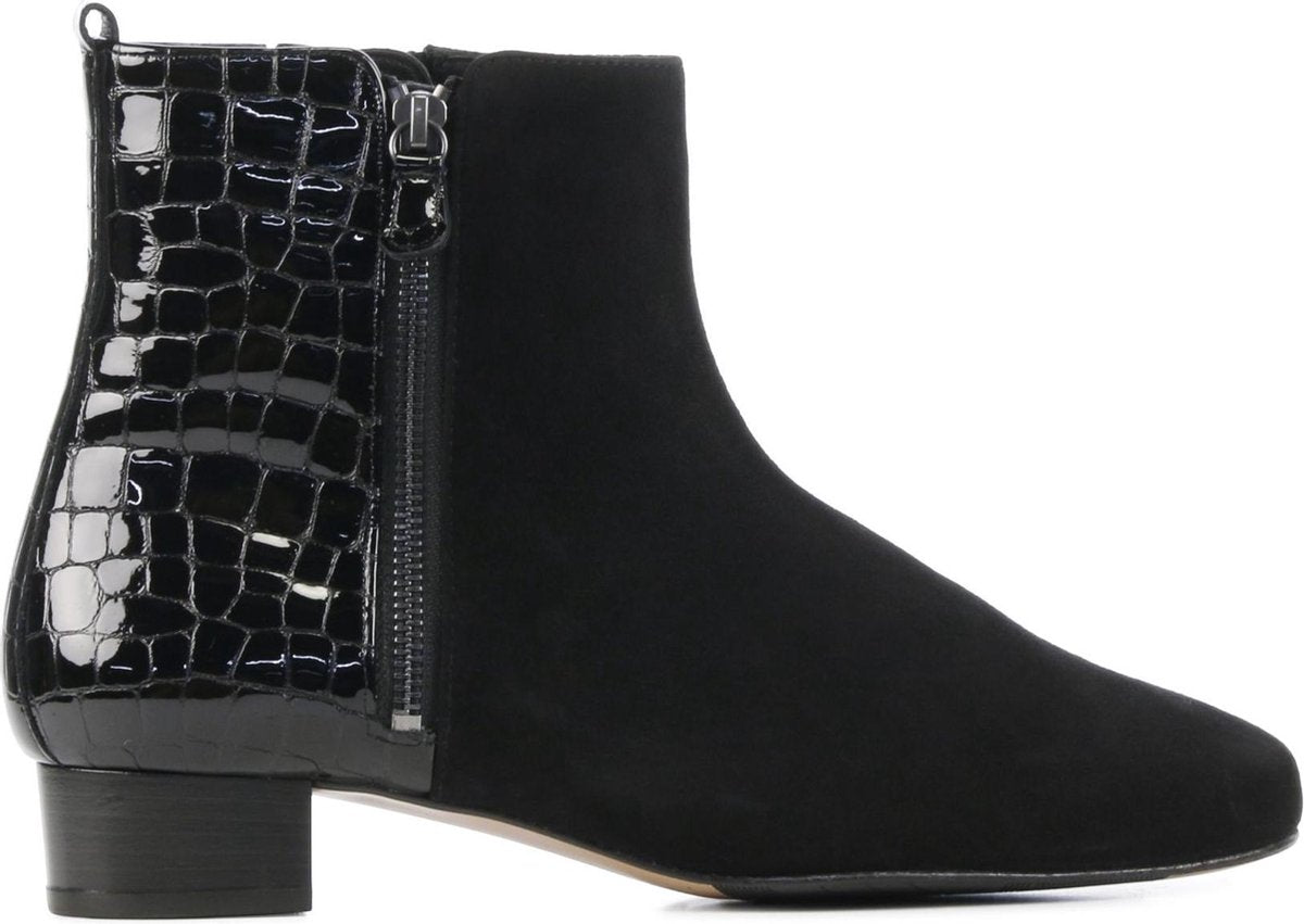 Hassia Vrouwen Suède Crocoprint Enkellaarsjes / Laarzen / Damesschoenen 8-302483 - Zwart - maat 37