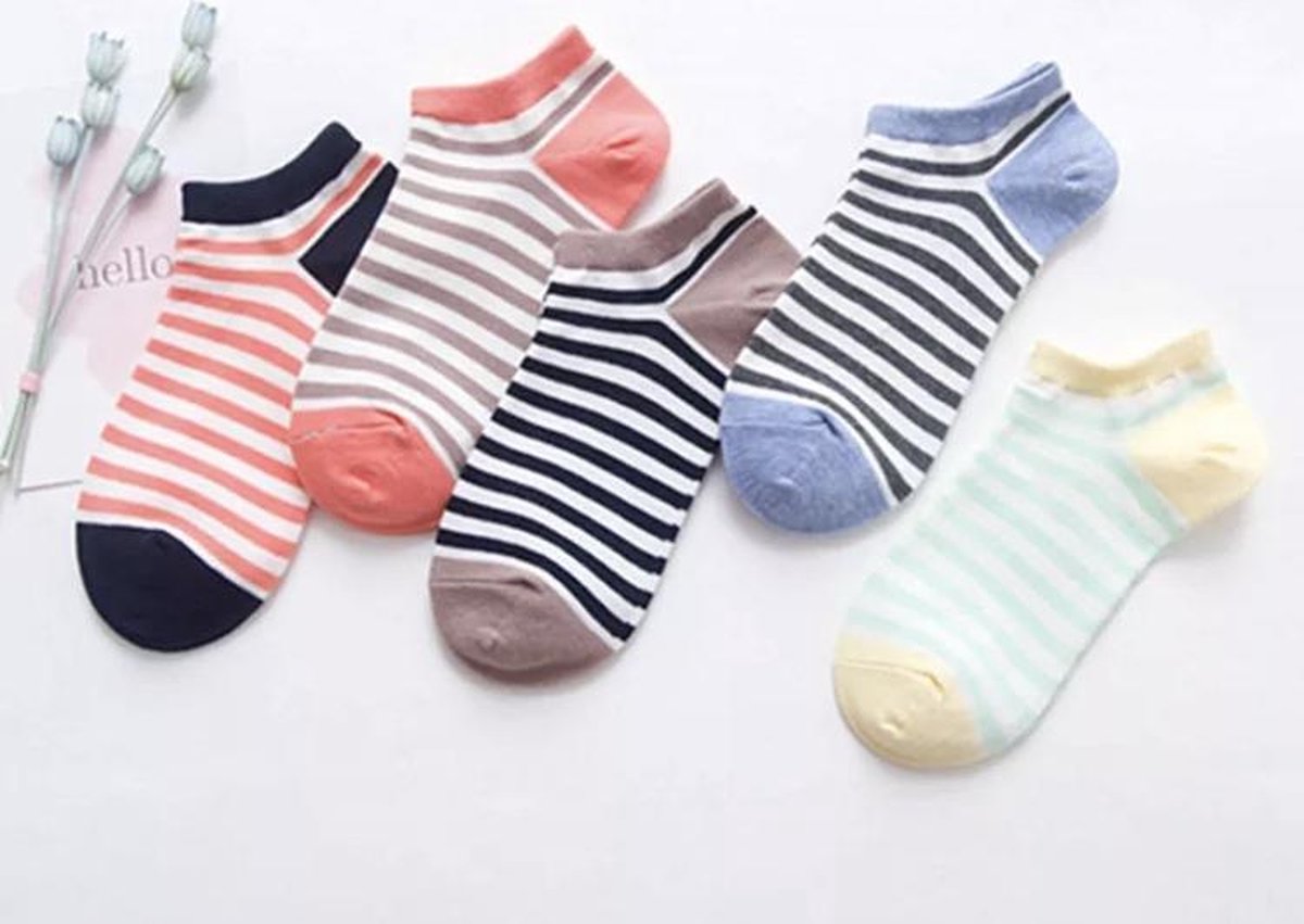Kleurrijk set sokken - sokkenset van 5 paar - Enkelsokken - Unisex sokken - Multipack - Maat 36-41