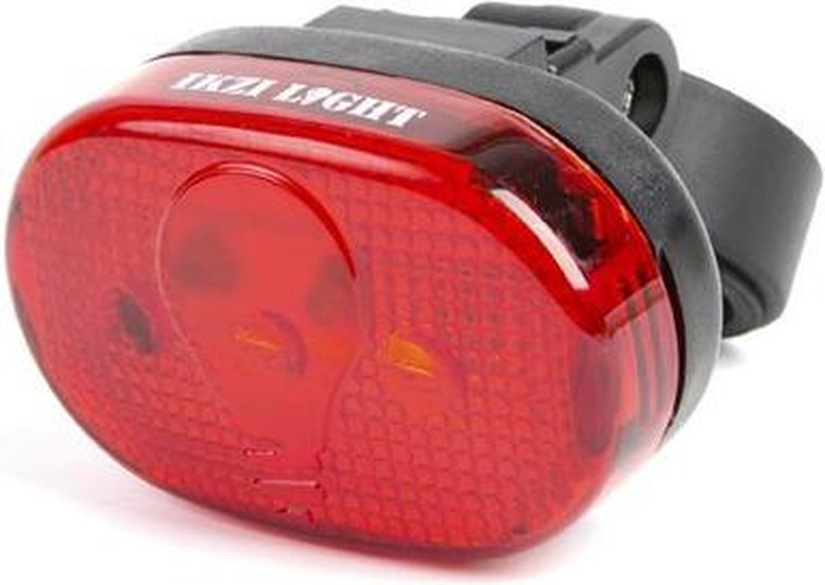 Ikzilight achterlicht 3-led rood inclusief batterijen op kaart