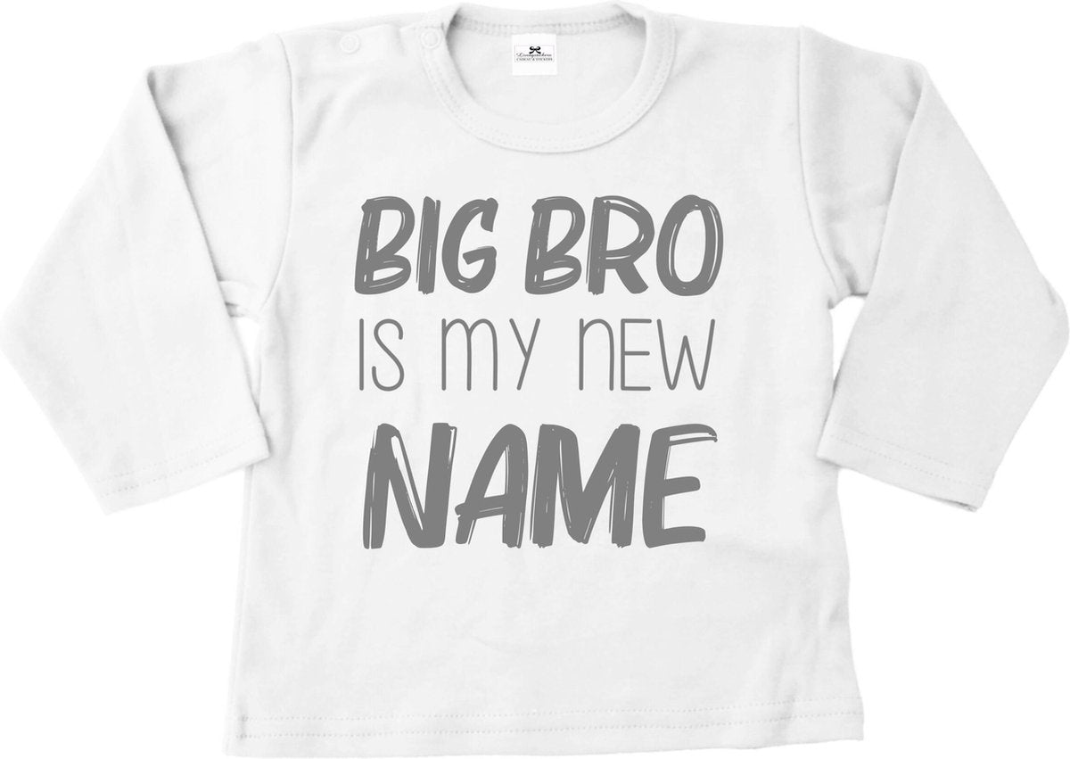Livingstickers-Shirt kind-Grote broer is mijn nieuwe naam-wit-zilver-86