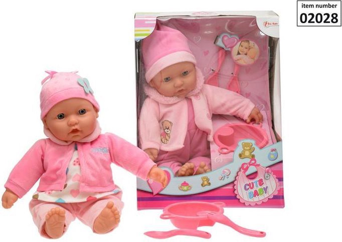 Schattige Baby pop met 3 Accessoires  - 40cm groot