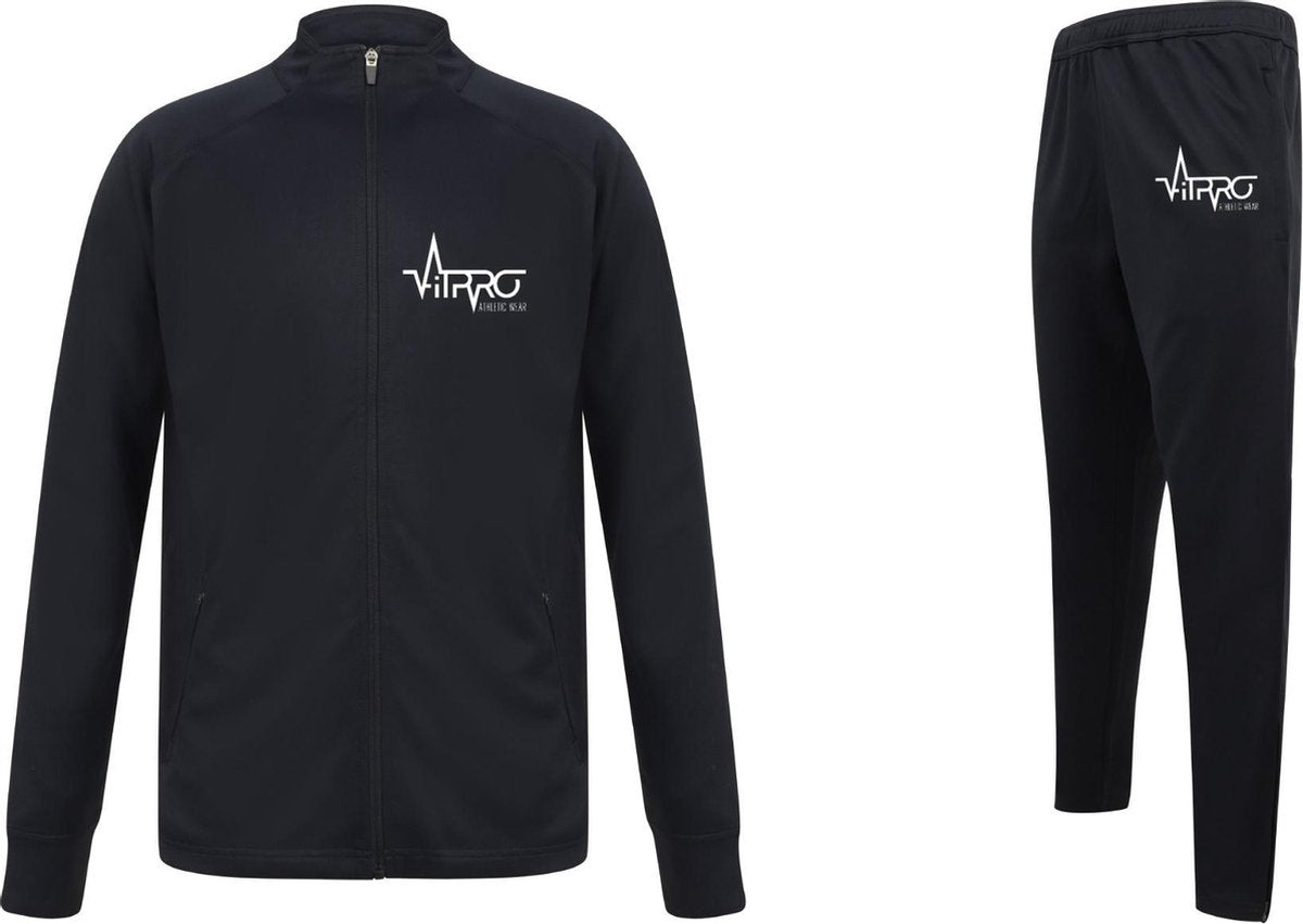 FitProWear Trainingspak Unisex Donkerblauw - Maat L -  Dames - Heren - Trainingsjack - Trainingsbroek - Joggingspak - Trainingsjas - Sportkleding - Sportbroek - Trainingskleding - Fitness - Voetbal - Basketball - Polyester Trainingspak - 100% Polyest