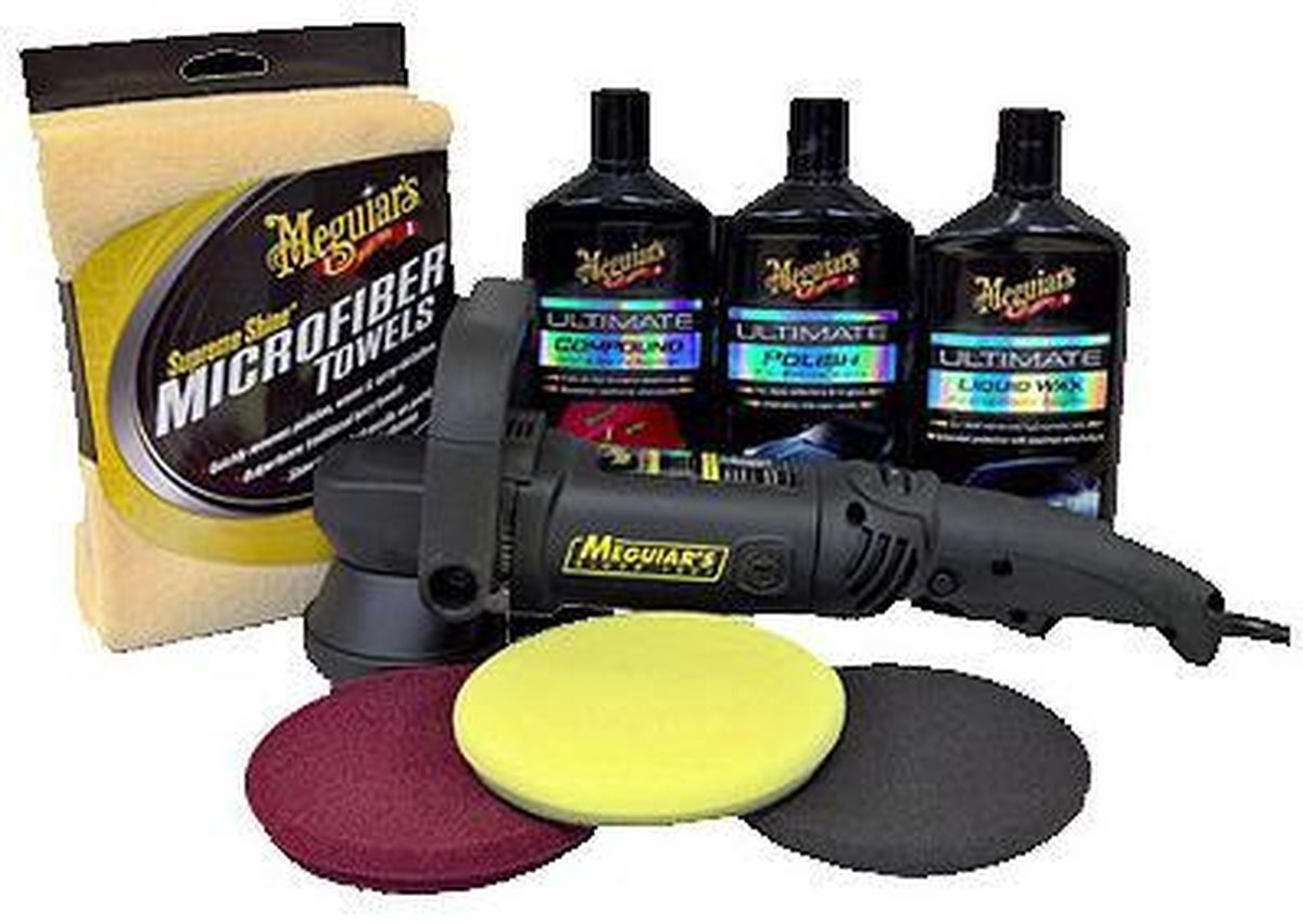 Meguiars MT310ULTKIT Professional DA Polisher Kit inclusief Pads + Producten +Tas