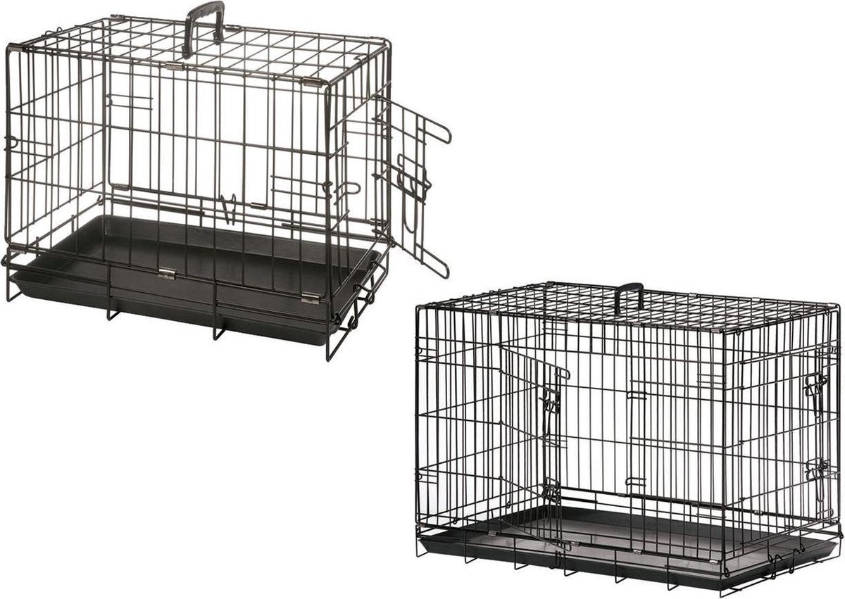 Wire cage black 2 doors 93x57x62cm