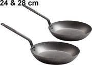 De Buyer Acier Koekenpannen set 24 cm & 28 cm - 2mm dik - plaatstaal pannen - voordeelset