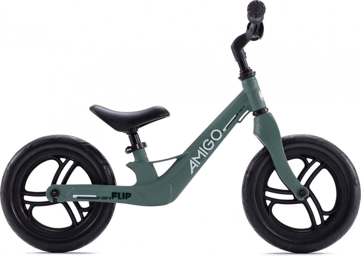 AMIGO Flip - Loopfiets 12 inch - Jongens en Meisjes - Legergroen