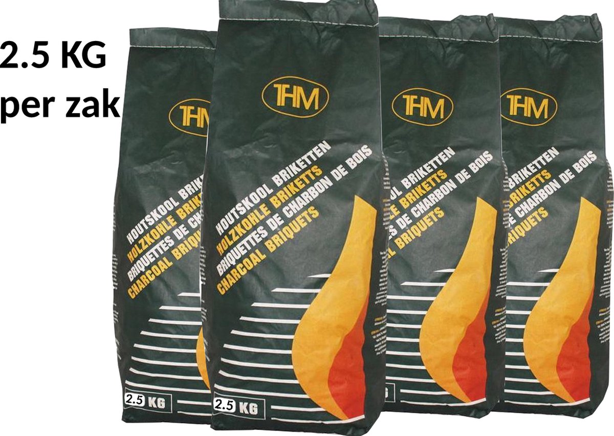 4X houtskoolbriketten van 2.5 KG - 4 zakken houtskoolbriketten - Barbecue - BBQ - 4 Stuks - Totaal 10 KG