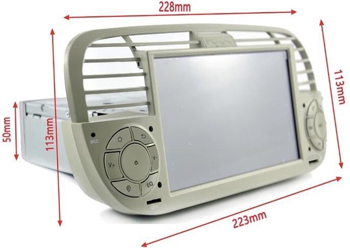Fiat 500 2007-2015 Android 10 navigatie en multimediasysteem WiFi Bluetooth USB BEIGE