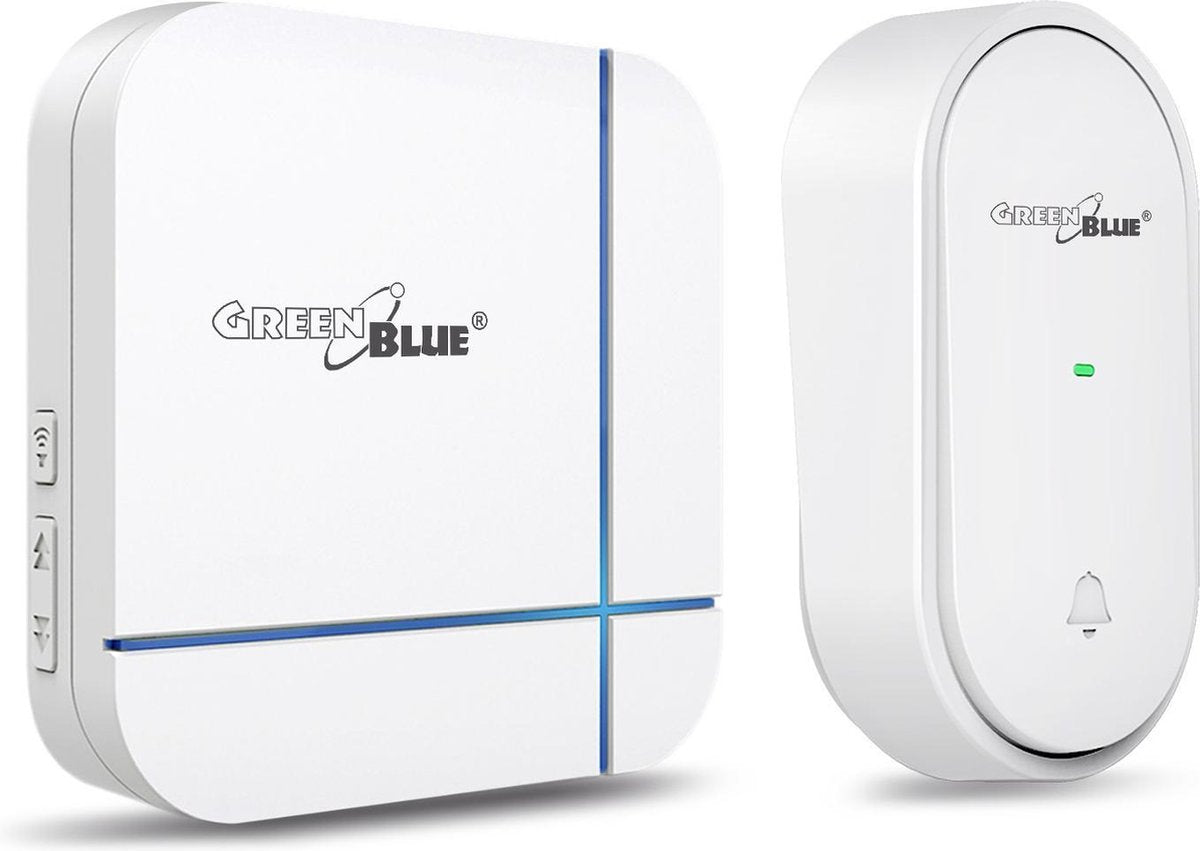 GreenBlue - Draadloze kinetische batterijvrije bel ECO 52 witte