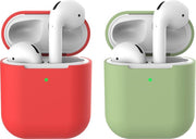 2 beschermhoesjes voor Apple Airpods - Rood & Groen - Siliconen case geschikt voor Apple Airpods 1 & 2