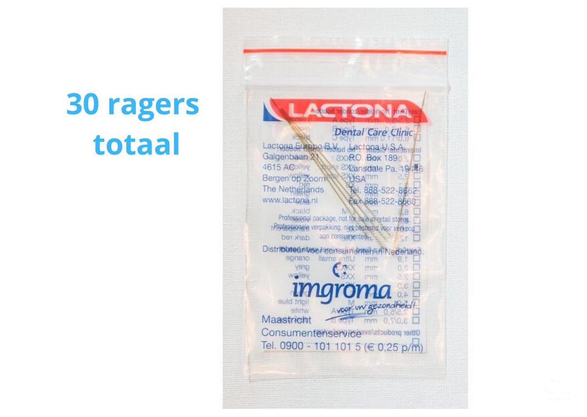 Lactona Interdentaal Ragers - XX-Small Short 25mm - Geel - 6 gripzak x 5 stuks - Met gratis beschermhouder - Voordeelpakket