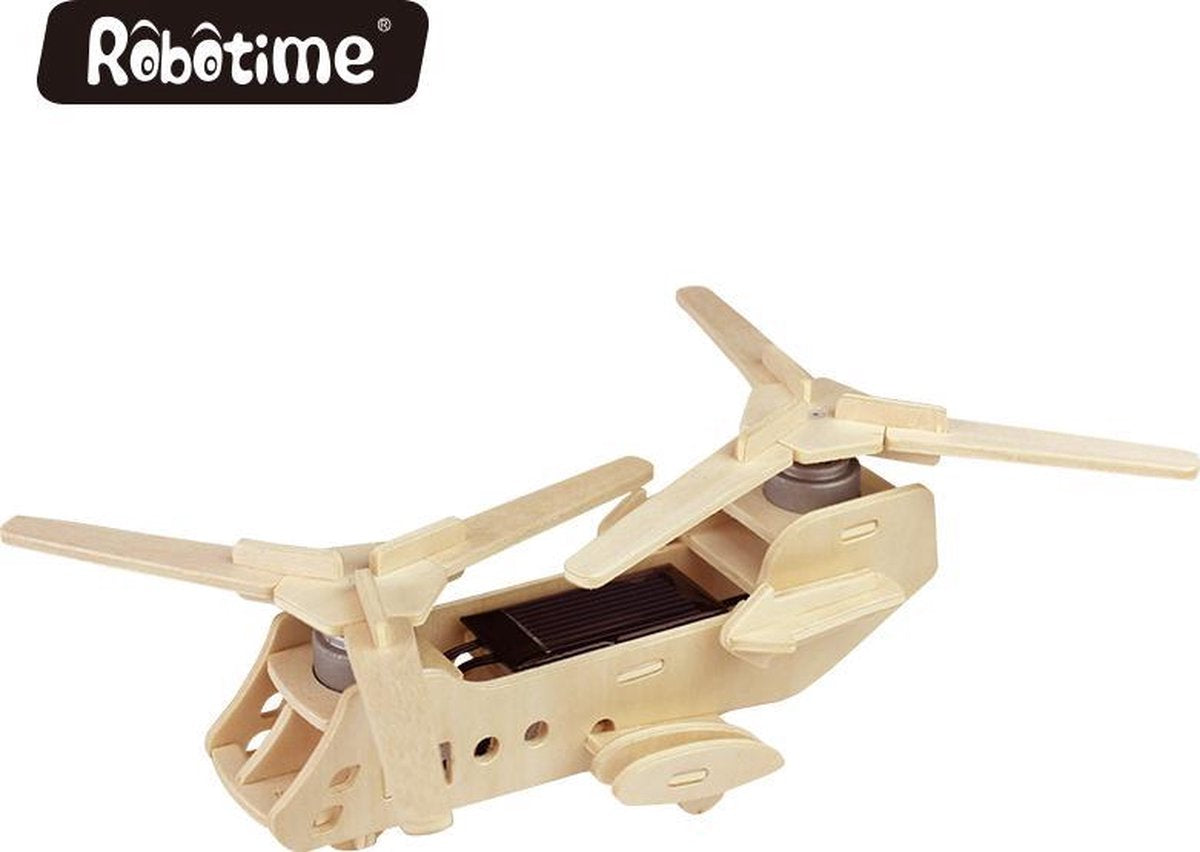 Robotime P320 Chinook-transporthelikopter CH47 houten puzzel met zonnecel