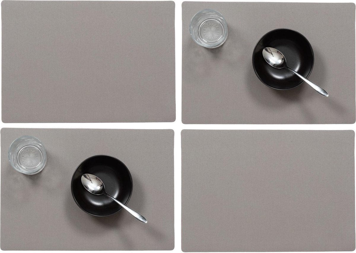 Set van 10x stuks stevige luxe Tafel placemats Plain taupe 30 x 43 cm - Met anti slip laag en Teflon coating toplaag