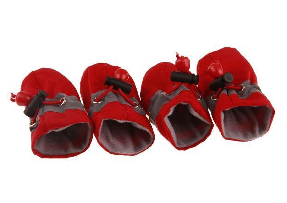 Hondenschoenen Met Gripzolen Waterbestendig - Dierenkleding - Rood - 4 st