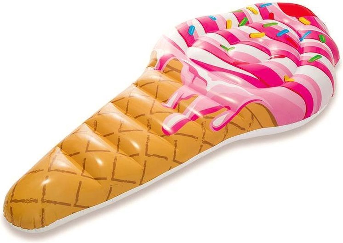 Groot opblaasbaar luchtbed ijsje / roze softijs voor in het zwembad (Intex)