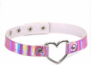 KIMU choker roze hartje - iridescent holografisch collar ketting sexy