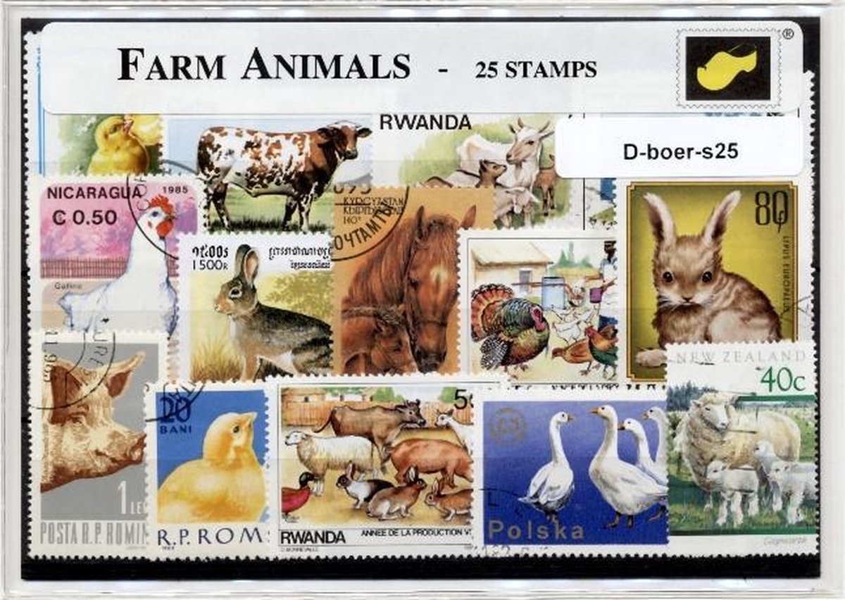 Boerderijdieren – Luxe postzegel pakket (A6 formaat) : collectie van 25 verschillende postzegels van boerderijdieren – kan als ansichtkaart in een A6  envelop - authentiek cadeau - kado - kaart - boerderij - schaap - geit - kip - paard