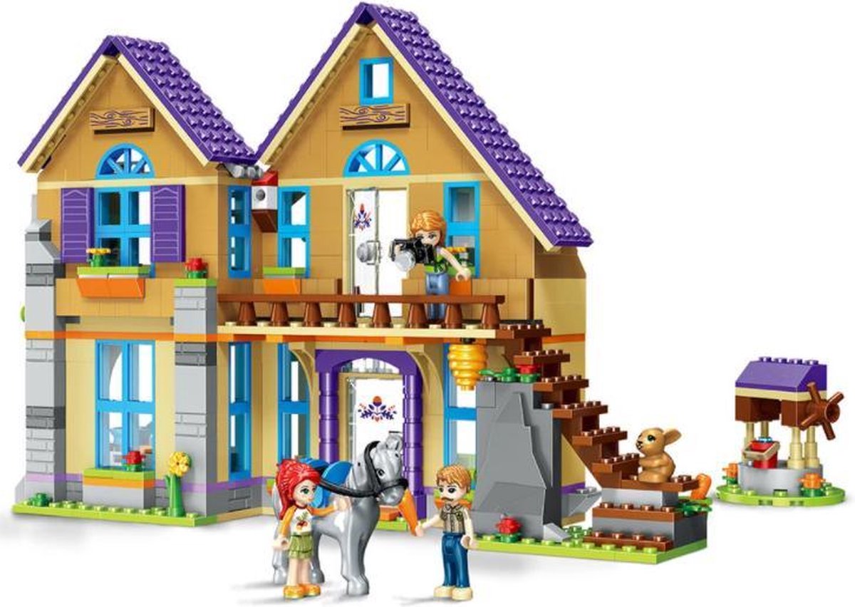 Brickzz | Speelhuis - Mia's Huis - Villa - Manage - Paarden - Friends - Konijn - Meiden - Dieren - Girls - Huis - Speelfiguren - Geschikt voor LEGO Friends - Compatibel met LEGO - 805 Bouwstenen