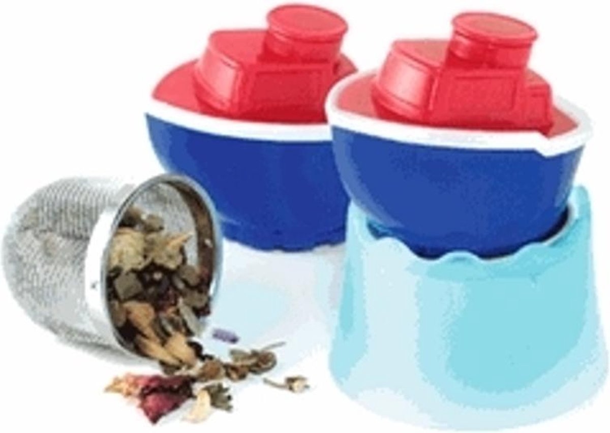 Theezeef boot met RVS filter en lekbakje - Theefilter / Thee-ei