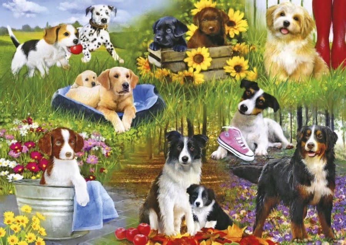 Gibsons puzzel Playful Pups - 500 stukjes