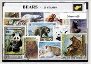 Beren – Luxe postzegel pakket (A6 formaat) : collectie van 25 verschillende postzegels van beren – kan als ansichtkaart in een A6  envelop - authentiek cadeau - kado -kaart - dieren - bruine beer - zwarte beer - grizzly - alaska - canada - panda