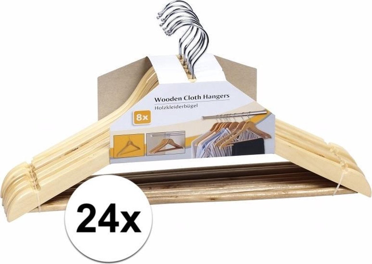 Luxe kledinghanger hout 24 stuks 44 cm - kledinghangers