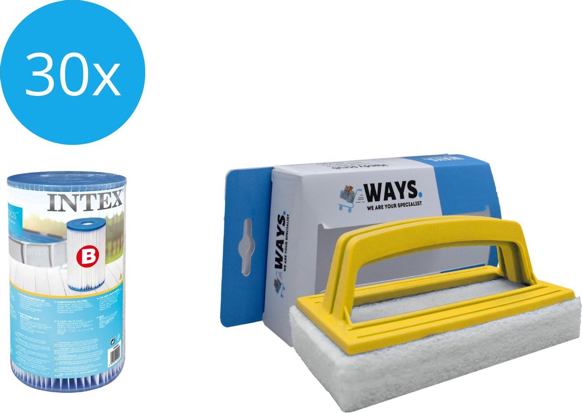 Intex - Filter type B - 30 stuks - Geschikt voor filterpomp 28634GS & WAYS scrubborstel